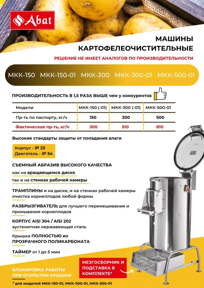 Машина картофелеочистительная Abat МКК-150
